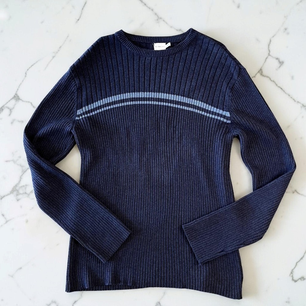 Calvin Klein Jeans Sweater XL Navy Blue Vintage 90s Y2K Ribbed Normcore Grunge - Picture 2 of 11